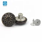 SK Factory Flat Engraving Logo Round Buttons Custom Metal Jeans Shank Button