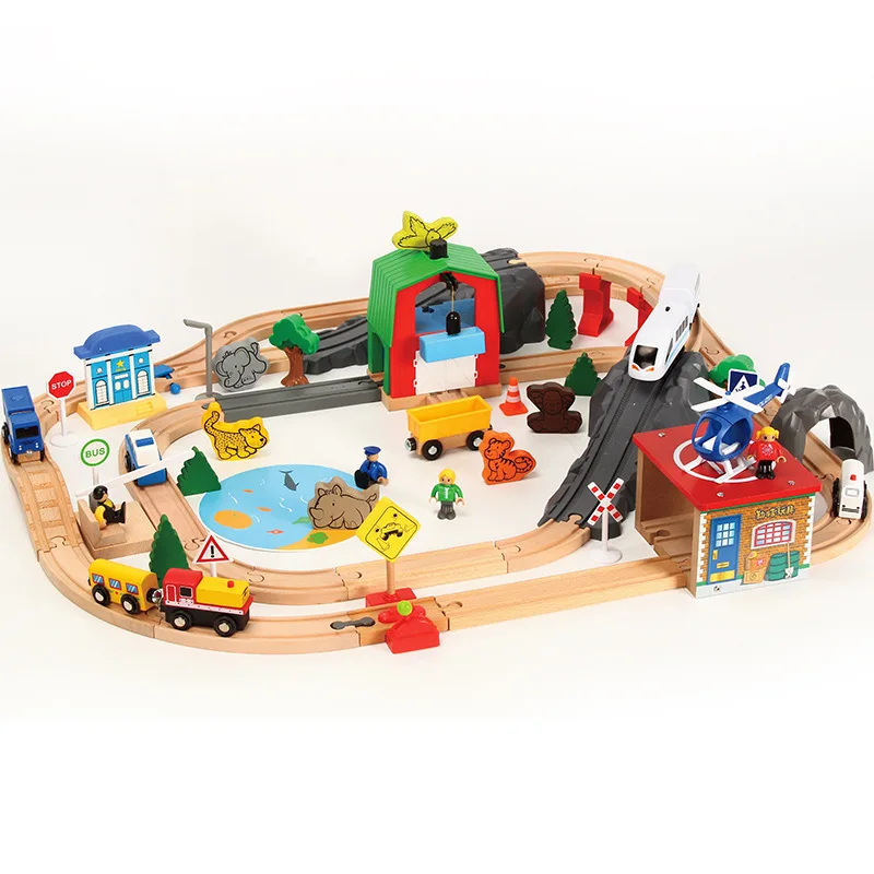 wooden car set tracks