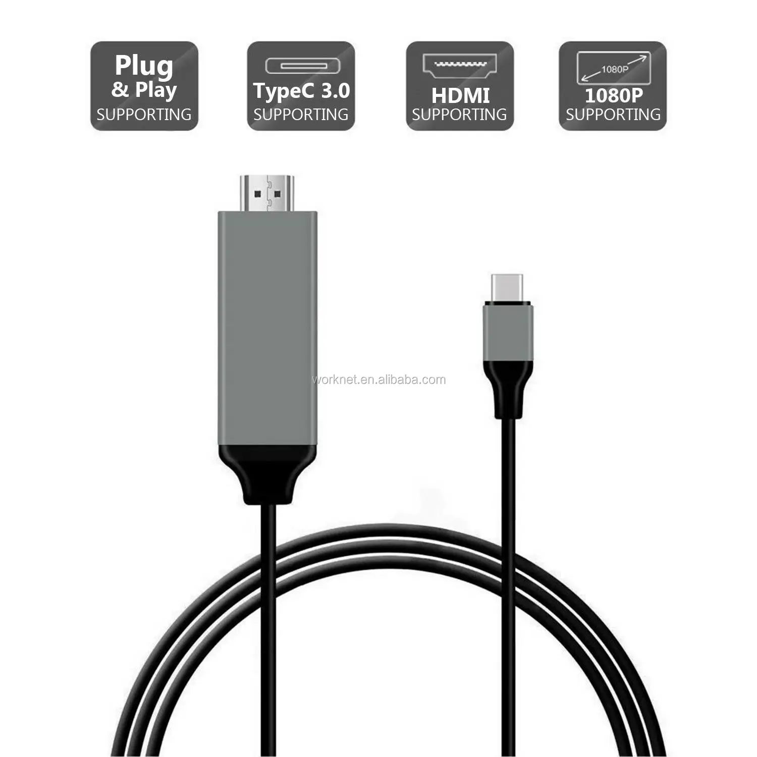 2m type C to HDMI Cable Adaptor for MacBook Samsung Galaxy S9/S8/Note 9 Huawei P20 Pro USB-C HDMI Adapter - ANKUX.COM