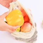 Cotton Vegetable Bags for Home Kitchen Storage Reusable Produce Mesh Fruit Bag eco-friendly Organization