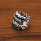Jufeng Black Spinel New design ladies finger ring luxury+925 sterling silver personalized ring