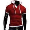 fashion New custom mens casual hooded t shirt short sleeve pullover hoodie top