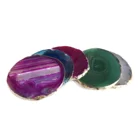 Mixed Color Polished Wedding Cup Holder Brazilian Agate Stone Coaster Slices