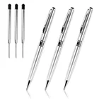 1.0mm Point Black Ink Silver Ballpoint Pens Stainless Steel Uniform Pen Light Up Pen With Stylus