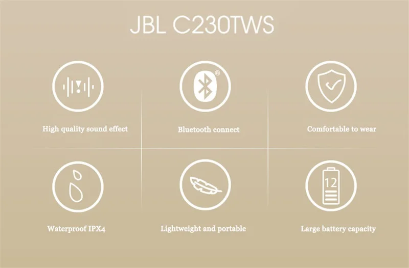 orginal JBL C230 TWS Wireless Earphones Bluetooth V5.0 Earbuds Stereo Microphone In Ear with Charging Box Wireless Earbuds - ANKUX.COM