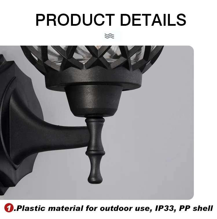 Street Sidewalk Square Park Retro Outdoor Garden E27 Lantern Wall Lamp