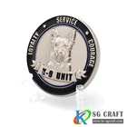 Made in china custom metal embossed 3D enamel silver plated service dog courage sheriff k9 challenge coin for sale