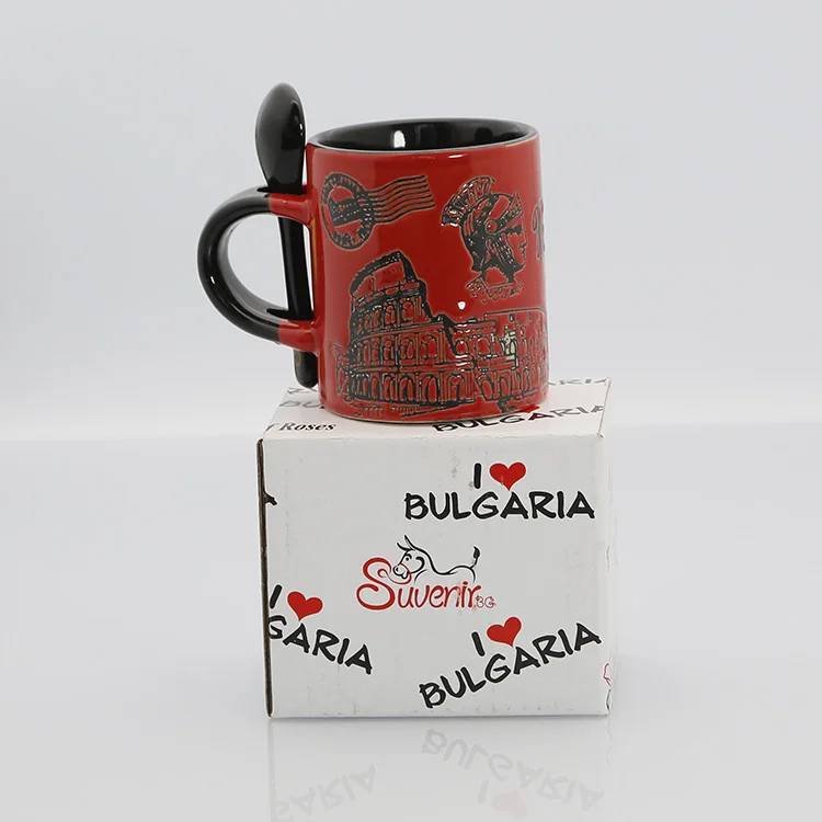 10 cm high stock ceramic coffee cup packed in gift box italy