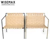 Wholesale Hotel Furniture Set Stainless Steel Golden Frame Modern Leisure Style Rob + Weave Leather Lounge Chair