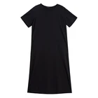 Fashion ladies cotton casual comfortable round neck black long T-shirt dress
