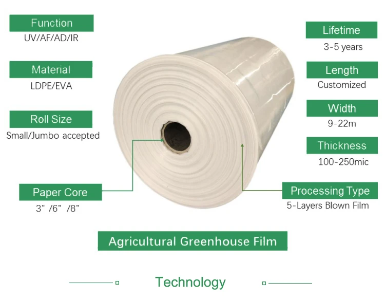 UV Resistant Commercial Agricultural Used Plastic Greenhouse Film For Sale