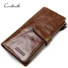 dropship contact's wholesale fashion 100% genuine leather coin purse card holder cellphone pocket long leather wallet for man