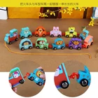 Train Train Wholesale Funny Wooden Cartoon Train Set Wooden Mini Pull Along Train Set For Toddlers