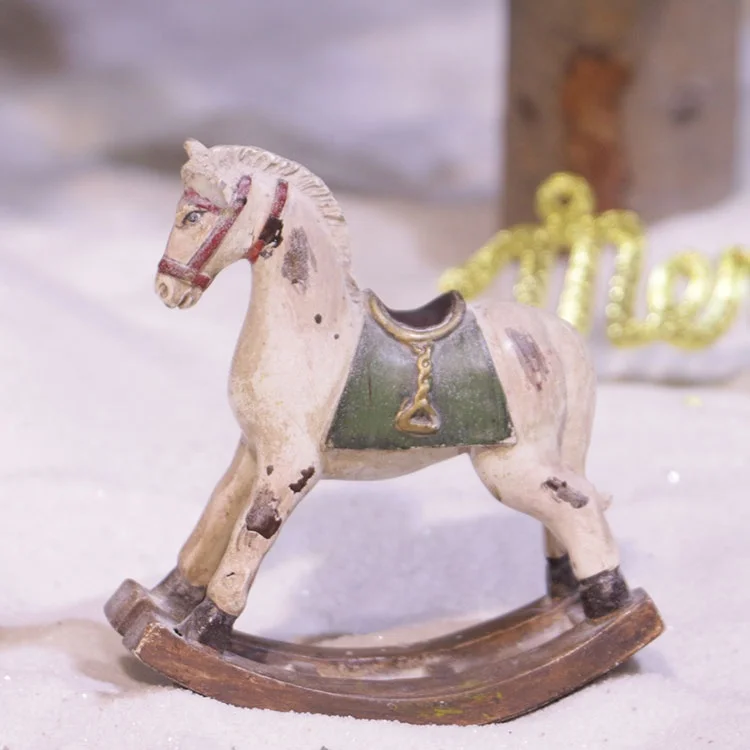 Conception personnalisée de table de noël ornements résine artisanat décoration figurine statue de cheval en bois