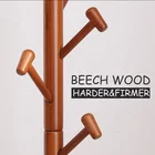Beech Wood Vlush Wooden Standing Coat Rack Home Decor 8 Hooks