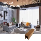 佛山 rucca wpc 装飾ストリップ天井 40*55 ミリメートル木製の天井タイルパネル pvc 天井デザイン建材