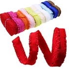 New Arrival 1/2" 13MM Solid Decorative Ruffle Edges Elastic Ribbon for Hair Tie