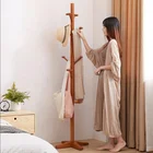 Vlush free standing beech coat Rack with 10 beech wood hooks for clothes trousers and hat hanger