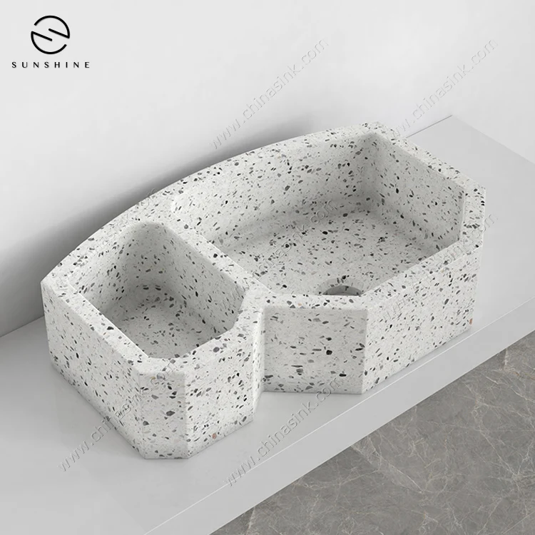 Customized Design Artificial Stone Inorganic Terrazzo Concrete Kitchen Sink