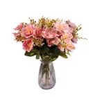 Wholesale china factory direct 12 Head Artificial Flower Real touch Silk Flowers Happy Rose Stem wedding decoration