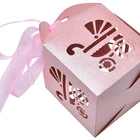 Wholesales custom luxury laser cut metallic paper wedding candy gift favor boxes