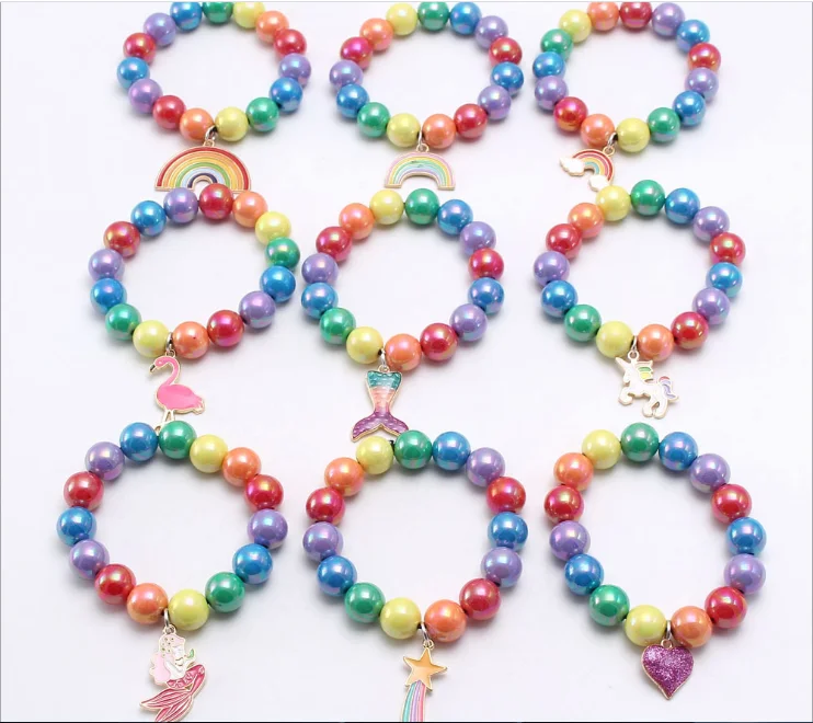 little girl rainbow color beaded bracelets kids gifts.png
