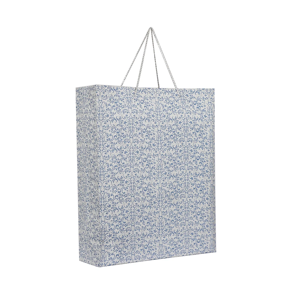 custom luxury gift silver craft paper shopping bag with handle