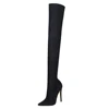 125-2 Stylish sequined stretch fabric sexy nightclub look slim pointed above the knee with high-heeled thigh-high boots