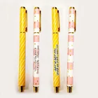 Stainless Steel Pen Luxury Gold Stylish Elegant Stainless Steel Gel Rollerball Floral Writing Pen