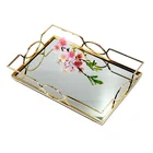 Custom Cheap Wedding Decorative Silver Square Metal Mirror Acrylic Serving Tray