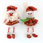 Doll 19cm Hanging Christmas Santa-Claus Snowman Bear Deer Doll With Long Bead Legs For Christmas Fabric Decorations