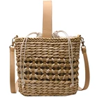 Stylish new Korean version of 2019 crossbody bag single shoulder straw bag portable bucket bag