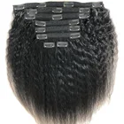 Wholesale Indian Clip In Virgin Human Hair Extension Seamless Afro Curly Yaki Kinky Straight Hair Extension