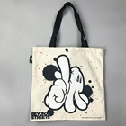 Custom Logo recycle bag roll-up buttoned cotton totebag roll-up buttoned cotton tote