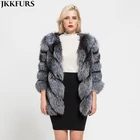 Lady Fashion Winter Warm Long Coat Real Fox Fur Jacket Women Natural Fur Outerwear