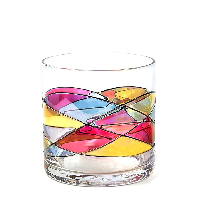 for gift cylinder old fashioned crystal colorful whiskey glass
