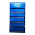 Satom Supply Hot Sale 5 Layers Metal Floor Standing Cigarette Display Rack With Sliding In Pusher And Light Box