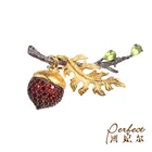 Brooch Stone Garnet/peridot Acorn Design 925 Sterling Silver Brooch Pin Jewelry With Garnet Peridot Stone