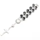 Religious Glass Pearl Silver Bracelet Cross Catholic Rose Gold Rosary Bracelet Jesus