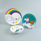 Top grade custom unicorn printed dinner plates bowl set 100% melamine tableware kids dinnerware