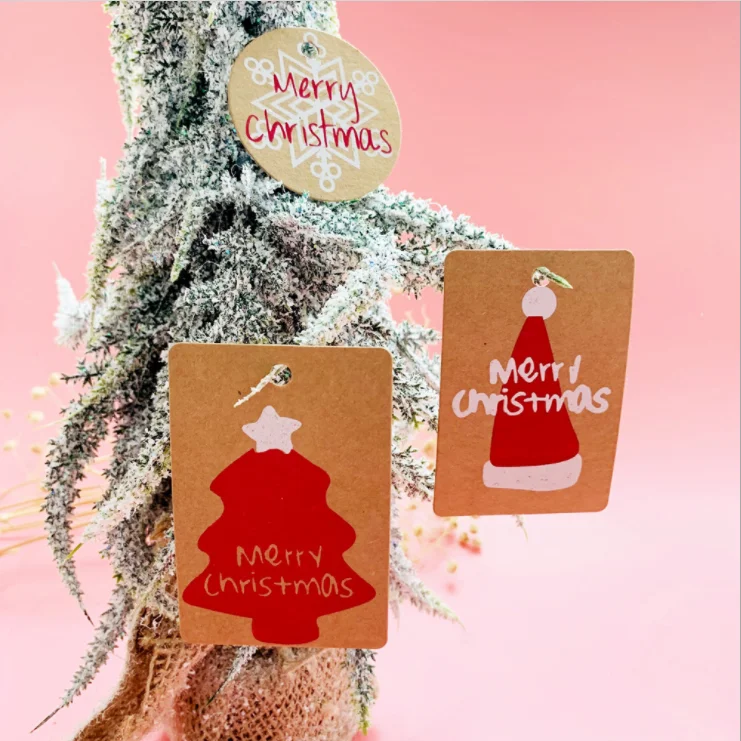50pcs gift paper tags merry christmas snowman hang tag socks