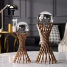 Table Table Decor Graphic Designing Table Centerpieces Office Table Items Crystal Ball Metal Base Fancy Home Decor