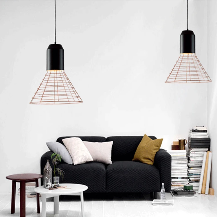 Factory sale pendant lamp modern style metal iron cage E27 restaurant hanging lighting badminton shape bar pendant light