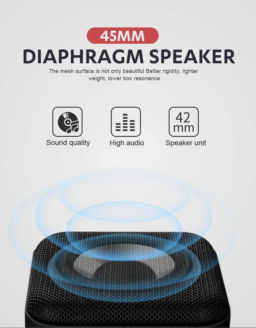T5 Wireless Bluetooth Mini Speaker Portable Speakers Subwoofer Bluetooth 4.2 with SD FM Outdoor Column Loudspeaker - ANKUX.COM