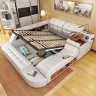 Leather Sofa Modern Fabric Leather Bed With Storage Box Multifunctional Bedroom Furniture Set Sofa Bed