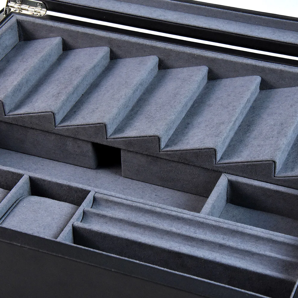 Custom luxury large wooden leather jewelry storaging display box