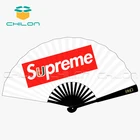 Large japanese custom hand fans bamboo handle silk folding hand fan