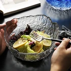 The latest design irregular shape glass salad mixing bowl for restaurant