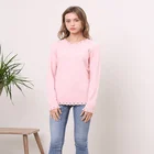 Hot sale womens fashion design Loose knitted pink pullover sweater for autumn