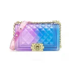 Women Summer Candy Color PVC Transparent Plastic Crossbody Two Tones Jelly Bag